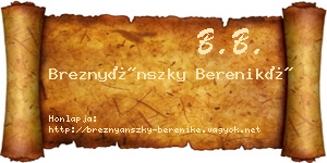 Breznyánszky Bereniké névjegykártya